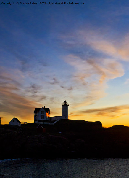Nubble Lighthouse Sunrise 3 Picture Board by Steven Ralser