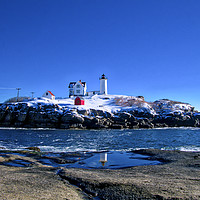 Buy canvas prints of Winter at the Nubble Lighthouse - York - Maine III by Steven Ralser