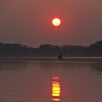 Buy canvas prints of Sunrise Fishing, Lake Wingra, Madison, Wisconsin by Steven Ralser