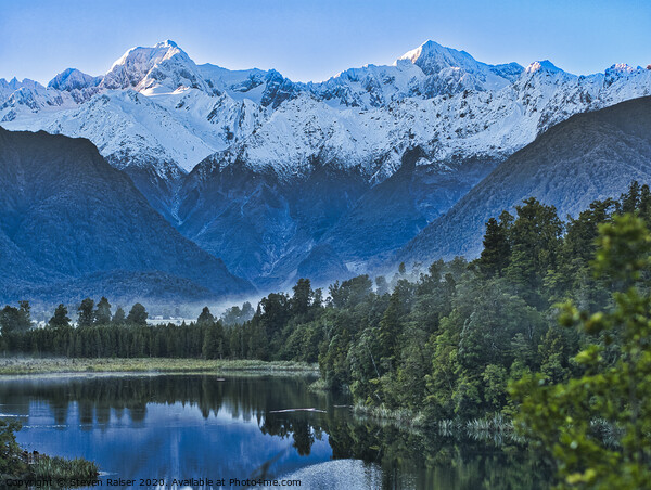 New Zealand Alps From Lake Matheson Picture Board by Steven Ralser