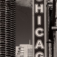 Buy canvas prints of Chicago Sign in Black and White by Steven Ralser