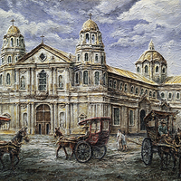 Buy canvas prints of Quiapo Church 1900s by Joey Agbayani