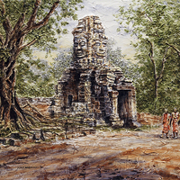 Buy canvas prints of Angkor Temple Gate by Joey Agbayani