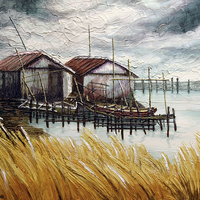 Buy canvas prints of Huts by the Shore by Joey Agbayani