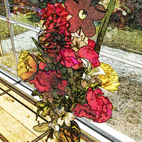 Buy canvas prints of Window Bouquet by Pamela Briggs-Luther