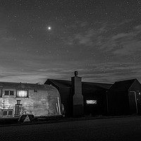 Buy canvas prints of Dungeness House & Airstream under the stars by David Attenborough