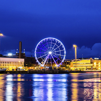 Buy canvas prints of Helsinki South Harbour and Blue Hour by Juha Remes