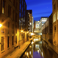 Buy canvas prints of Manchester Canals at Dusk by Juha Remes