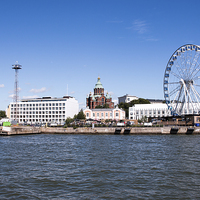 Buy canvas prints of Finnair Skywheel and Uspensky Cathedral by Juha Remes