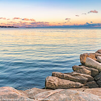 Buy canvas prints of Rock Jetty at Blue Hour by Marianne Campolongo