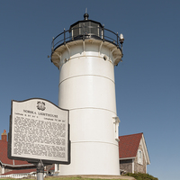 Buy canvas prints of Nobska  Lighthouse with plaque, Falmouth, Cape Cod by Marianne Campolongo
