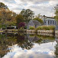 Buy canvas prints of Dexter Grist Mill Reflected in the Mill Pond  by Marianne Campolongo
