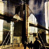 Buy canvas prints of Brooklyn Bridge collage by olga hutsul