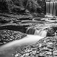Buy canvas prints of Plas Power Waterfall in mono by Wendy Williams CPAGB
