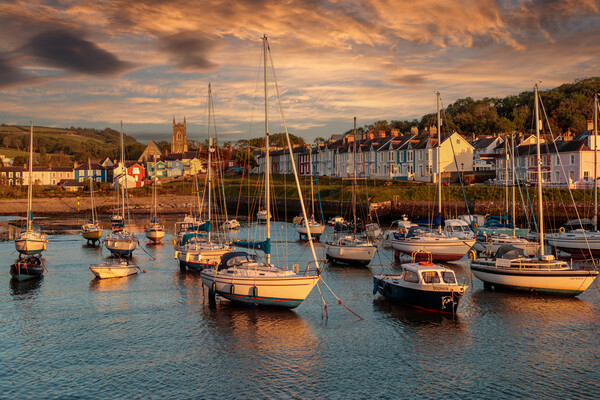 Stunning Sunset on Aberaeron Harbour Picture Board by Wendy Williams CPAGB
