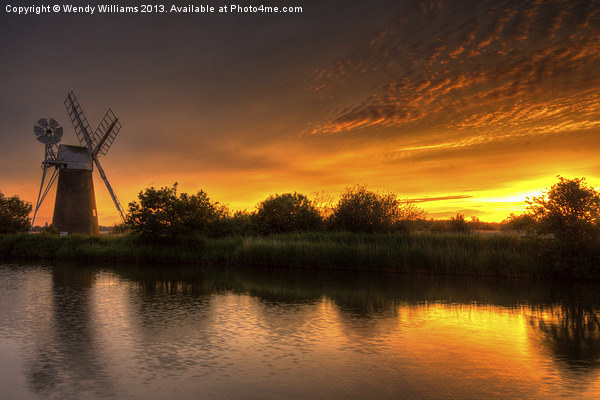 Glowing Norfolk Broads Sunset Picture Board by Wendy Williams CPAGB