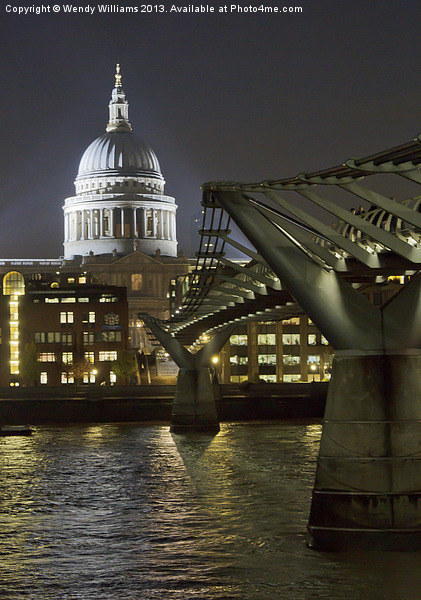 St Pauls at Night Picture Board by Wendy Williams CPAGB