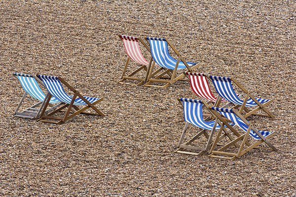Deckchairs on a Blustery Brighton Beach Picture Board by Wendy Williams CPAGB