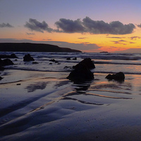 Buy canvas prints of  Broadhaven Sunset by Wendy Williams CPAGB