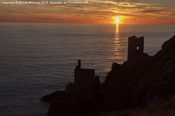  Botallack Mine Sunset Picture Board by Wendy Williams CPAGB