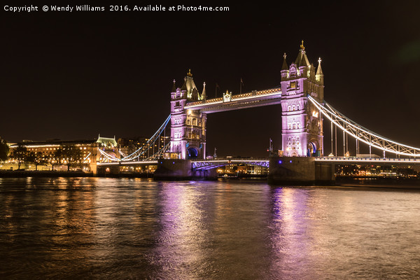 Tower Bridge by Night Picture Board by Wendy Williams CPAGB