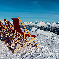 Buy canvas prints of Deckchairs in the Snow in Norway by Wendy Williams CPAGB