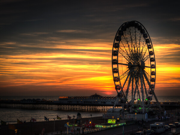 Brighton Wheel Sunset Picture Board by Wendy Williams CPAGB