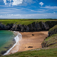 Buy canvas prints of Stackpole Bay from the Coastal Path by Wendy Williams CPAGB