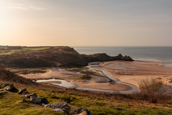 Majestic Sunrise on Three Cliffs Bay Picture Board by Wendy Williams CPAGB