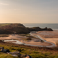 Buy canvas prints of Majestic Sunrise on Three Cliffs Bay by Wendy Williams CPAGB