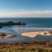 Buy canvas prints of Captivating Three Cliffs Bay by Wendy Williams CPAGB