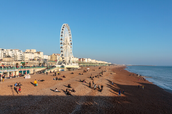 Busy Brighton beach Picture Board by Wendy Williams CPAGB