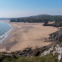 Buy canvas prints of Late afternoon at Three Cliffs Bay by Wendy Williams CPAGB