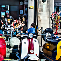 Buy canvas prints of Scooters by Paul Stevens