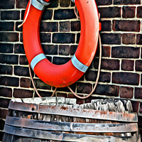 Buy canvas prints of Lifebuoy and Barrel by Paul Stevens