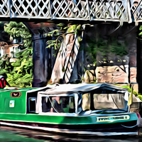 Buy canvas prints of Green Barge by Paul Stevens