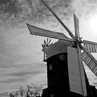 Buy canvas prints of Heage Windmill in Black & White by leonard alexander