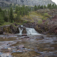 Buy canvas prints of Redrock Falls - Glacier National Park by Belinda Greb