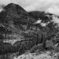 Buy canvas prints of Grinnell Lake from the Trail No. 1 bw - Glacier NP by Belinda Greb
