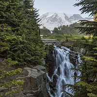Buy canvas prints of Mount Rainier and Myrtle Falls, Late Afternoon by Belinda Greb