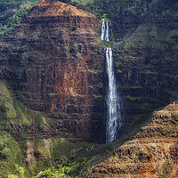 Buy canvas prints of A Waterfall on the Na Pali Coast painterly by Belinda Greb