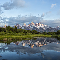 Buy canvas prints of Light Touching the Grand Tetons by Belinda Greb