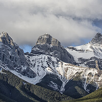 Buy canvas prints of Closer View of The Three Sisters - Canadian Rockies by Belinda Greb