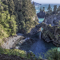 Buy canvas prints of Natural Bridges on The Oregon Coast from the North by Belinda Greb