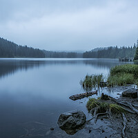 Buy canvas prints of Trillium Lake on a Foggy Morning by Belinda Greb