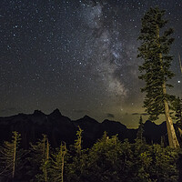 Buy canvas prints of Milky Way over the Tatoosh Range at Mount Rainier by Belinda Greb