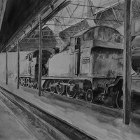 Buy canvas prints of Didcot Tank Engines b/w by Martin Howard