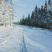 Buy canvas prints of Ski Tracks by Martin Howard