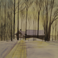 Buy canvas prints of Snowy Sunset In Borlänge by Martin Howard