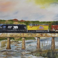 Buy canvas prints of Train over "The Hooch"  by Jan Dappen